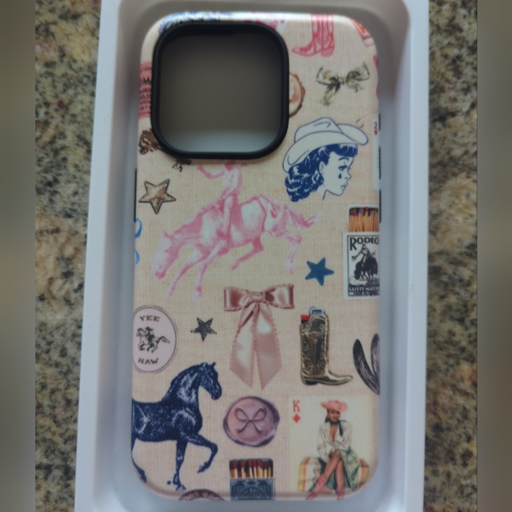 Cowboy-Themed Phone Case - Cream iphone 15 pro case Western Cowgirl Collage New